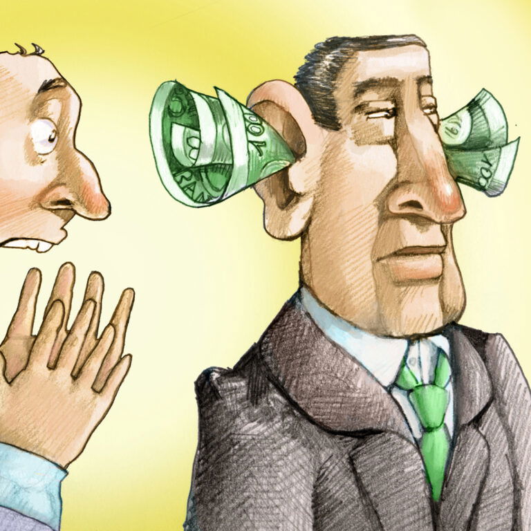 Illustration, wealthy people aren't listening