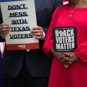 Democratic caucus members of the Texas House join a rally on the steps of the Texas Capitol to support voting rights, Thursday, July 8, 2021, in Austin, Texas. (Credit: Eric Gay)