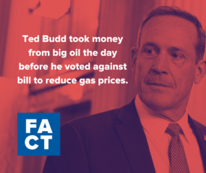 Ted Budd apoiado por grandes empresas petrolíferas